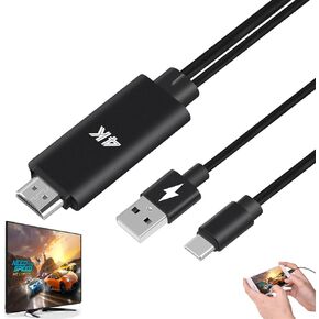HDMI Adapter MHL Converter Cable 4K HD Video Digital HDTV Cord w/Charging for iPhone 15 Pro Max Plus Galaxy S23 S22 Ultra S21 S20 S10 Samsung Note 20 USB Type C Android Phones to Projector Monitor TV