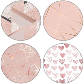 (4 Pack) Cellphone Phone Grip for Smartphones, Collapsible Stand Cell Phone Expanding Holder for Phone - Geometric Rose Gold Marble