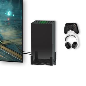 JOYTORN Wall Mount Kit Compatible with Xbox Series X with Controller and Headset Stand-Black Metal