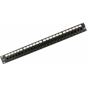 Leviton 5G270-U24 GigaMax 5E QuickPort Patch Panel, 24-Port, 1RU, Cat 5E, Cable Management Bar Included, Black