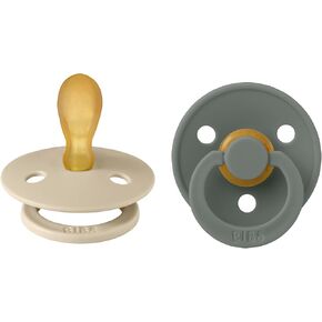 BIBS Pacifiers 6-18 Months | Colour Collection 2-Pack | BPA-Free Symmetrical Natural Rubber Nipple | Made in Denmark | Vanilla/Pine Color Pacifier in Kuwait