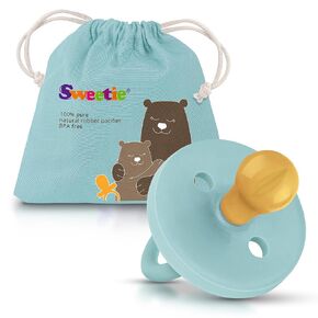 SWEETIE Rubber Pacifier Natural Rubber Pacifier Rounded Turquoise Medium 6-12 Month