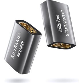 BlueRigger 8K HDMI Coupler - (1 Pack Female to Female Adapter, 3D, 8K 60Hz HDMI 2.1, Union Connector, HDMI to HDMI Extender) - Compatible with HDTV, Gaming Console, Monitor, Laptop, Projector, TV Box