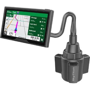 for Garmin GPS Car Mount Cup Holder Replacement 17mm Ball Mount with Adjustable Long Arm fit Garmin Nuvi Drive Dezl Portable Navigator, Black