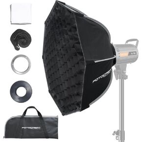 24''/60CM Folding Quick Set-up Octagon Softbox with 2 Bowens Mount,Honeycomb Grid,Diffuser and Carrying Bag for Studio Photo Flash Speedlight,Video Light,Compatible with Camera Flash lights