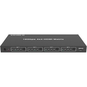 Monoprice Blackbird 4K 4x4 HDMI Matrix، 18G، 4K@60 هرتز، YCbCr 4:4:4، EDID، 4K إلى 1080p Downscaler، IR، HDR، HDR10، HDR10+، وDolby Vision Passthrough in Kuwait