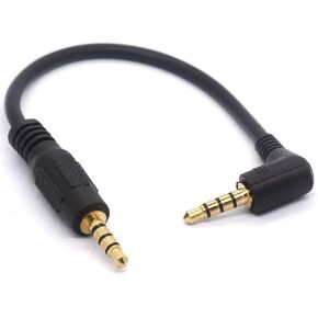 Short 3.5mm TRRS Audio Cable, Gold Plated 90 Degree 3.5 Male to 3.5mm Male Stereo Jack Plug 4-Pole Connector for Car Aux (Male to Male)