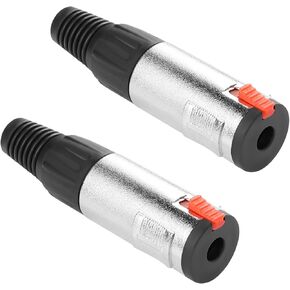 QIANRENON Locking 6.35mm Female Stereo Solder Adapter Locking 1/4 TRS 6.35mm Audio Jack Solder Connector Locked 3 Pole 6.35mm Soldered Socket, for DIY Connecting Fixing TRS/TS 6.35mm, 2Pcs