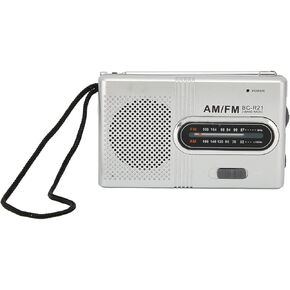 Portable AM FM Radio with Best Reception, Battery Operated, 5W Speaker Lasting Pocket Transistor Radio with Earphone Jack for Home Outdoor Silver Gray