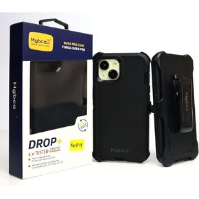 Dura Pro Defender Case, Compatible with iPhone 15 Plus, 4X Military Grade Drop Protection, Rugged and Heavy-Duty, 360 Rotating Holster Belt Clip with Kickstand