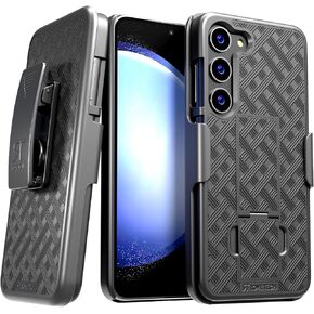 for Samsung Galaxy S23 Plus Case with Belt Clip Holster, Kickstand Slim Cover Phone Case for Galaxy S23 Plus - Black