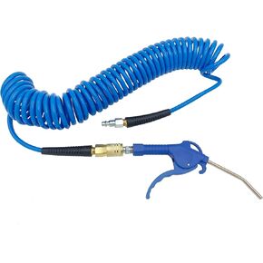 Dynamic Power PU Becoil Air Hose With Blow Gun. 1/4 inch by 25 Feet 200PSI.