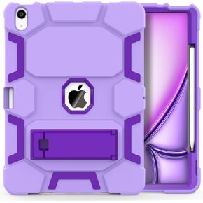 CCMAO Case for iPad Air 13-inch (M2) 2024, iPad Air 13 Inch Case with Kickstand and Pencil Holder for Pencil Pro/USB-C, Heavy Duty Shockproof Protective Cover for Girls Women, Light Purple+Dark Purple