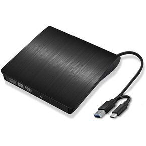 Slim External CD DVD Drive USB 3.0 USB C Disc Player Burner Writer for Laptop PC Mac