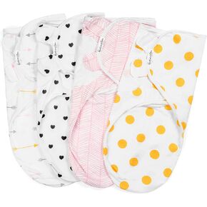 بطانية قماط، مجموعة لف قماط الأطفال الرضع قابلة للتعديل مكونة من 4 قطع، بطانيات لف لف قماط الأطفال للأولاد والبنات مصنوعة من القطن الناعم in Kuwait
