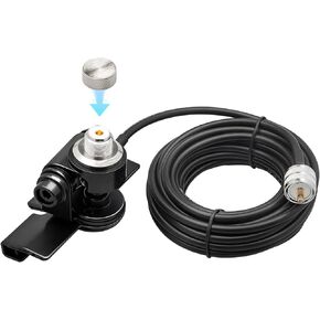 Anina Car Antenna Bracket Vehicle Mobile Radio Antenna Fix Bracket Mounting Lip Mount UHF PL259 Male to SO239 Female RG58 Cable for Extension Cable for Mobile Radio