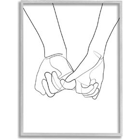 Stupell Industries Fluid Line Abstract Couple Holding Hands Black, Designed by ROS Ruseva Gray Framed Wall Art