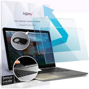 Homy Compatible Screen Protector for MacBook Air 13 inch + Keyboard Cover Ultra-Thin TPU + Anti-Spy Webcam Sliding Cover. Blue Blue 2018 or Later/Eyes Protection