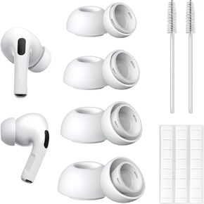 Silicone Replacement Ear Tips Compatible with airpods pro Wireless Earbuds,Clean Kit with 2 Soft Brush and 1 Cleaning Putty,Noise Reduction Hole, Anti-Slip Eartips,Fit in The Charging Case,(XS/S/M/L)