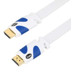 Postta Flat HDMI Cable 100 Feet Flat HDMI 2.0 Cord with Built-in Signal Booster Support 4K,3D,1080p,Ethernet and Audio Return-White-Blue