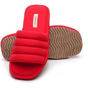 Women's Comfort Rome Square Head Wave Open-toe Soft Indoor Slippers