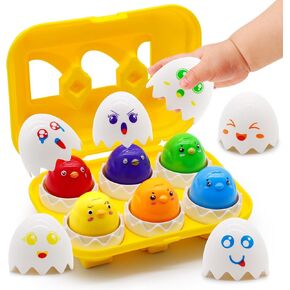 MOONTOY Montessori Hide & Squeak Chicken Egg Toys Toddlers 1-3 Educational Learning Toys for 1 2 3 Year Old Girl Boy Gift Color Sorting Travel Baby Chick Toys 12-18 Months Sensory Shape Sorter Puzzle