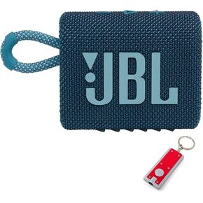 JBL Go 3 - Portable Bluetooth Speaker, Built-in Battery, Waterproof and Dustproof Feature JBLGO3BLUAM, Bonus Keychain LED Included - Blue