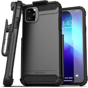 Encased iPhone 11 Pro Max Belt Clip Holster Case (2019 Scorpio Armor) Heavy Duty Rugged Protective Cover with Holder (Black)