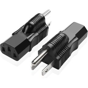 JSADZKJ NEMA 5-15P to IEC320 C13 Power Adapter,NEMA 5-15P Male Plug to C13 Female Receptacle Connector Plug, PDU USA UPS Extension Power Plug Adapter,for Computer Server Display（2PCS）