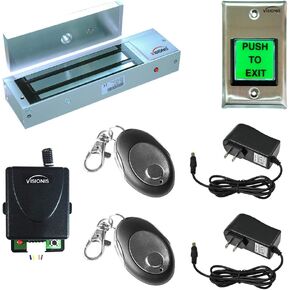 Visionis FPC-5019 One Door Access Control Inswinging Door 1200lbs Electromagnetic Lock Kit with Wireless Receiver and Remote Magnetic Lock System