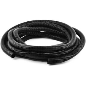 uxcell 5.7 M 17 x 21 mm Nylon Flexible Corrugated Conduit Tube for Garden,Office Black