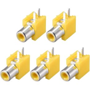 uxcell PCB Panel Mount Single RCA Socket Female Jack Video Connector Yellow 5Pcs