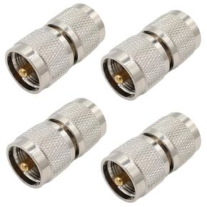 UHF Male to Male Connector 4-Pack, PL259 UHF Male Coax Connector Adapter for CB Ham Radio Antenna, Coaxial Cable, SWR Meter, LMR, LAN, CCTV System
