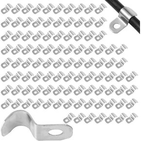 100pcs Cable Wire Screw Clips, Single Hole Galvanized Steel Cable Clamps, Outdoor Wire Clips Wire Mounting Clips for Wire Management Conduit or Pipe Fixing Wall Cable Hooks
