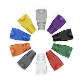 100-Pack Rj45 Strain Relief Boots Ethernet Network Cable Connector Plug Cover for Cat6 Cat5e Cat5 (10 Color)