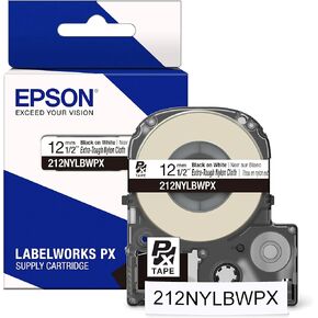 Epson LABELWORKS 224NYLBWPX Nylon Tape Cartridge - Black on White Industrial Label Maker Tape - 1" (24MM) Wide, 19'