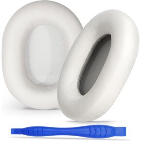 Aurivor Replacement Ear-Pads Cushions for Sony WH-1000XM5 Noise Canceling Headphones, Premium XM5 Ear Covers with Soft Protein Leather, Optimized Memory Foam (Silver)