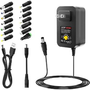 SHNITPWR 36W Adjustable Power Supply DC 6V~24V Universal Power Adapter 6V 9V 12V 15V 18V 20V 24V Variable Power Supply with 5V 2A USB Port AC/DC adapter Multi-Voltage 100~240V AC to DC Power Converter
