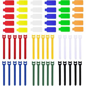 60 Pcs Multicolor Write On Cable Labels and Reusable Fastening Cable Ties Sets, 30 Pcs Cord Labels Wire Labels and 30 Pcs Fastening Cable Ties Cord Organizer for Cord Management Home Office Supplies