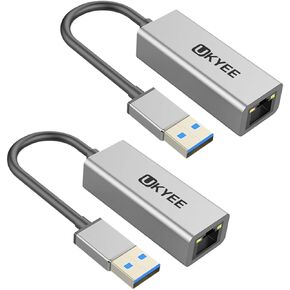 USB to Ethernet Adapter 2-Pack, USB 3.0 to Gigabit LAN Network Adapter, Driver Free 100/1000 Mbps RJ45 Internet Adapter Compatible with MacBook, Surface, Laptop PC with Windows, XP, Mac/Linux