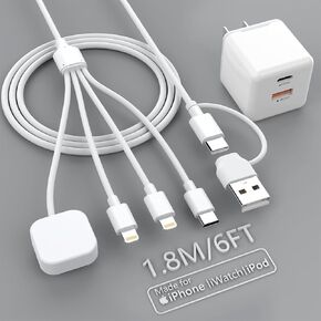 for Apple Watch Charger USB C 38W PD Fast Wall Plug for Apple Watch/iPhone/Airpods, 4 in 2 Travel iWatch & iPhone Charger for iWatch Series 3/4/5/6/7/8/SE/Ultra Wireless Magnetic Charging Cable 6FT