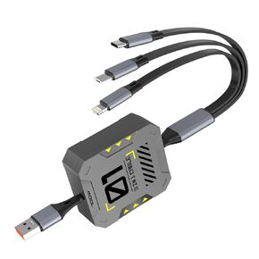 Retractable 3 in 1 Multi Charging Cable USB C Cable 100W Fast Charging - Retractable iPhone Charger Cord USB to Lightning/ USB C/ Micro 3 in 1 Charging Cable for iPhone Android Phone, 4FT Travel Cable
