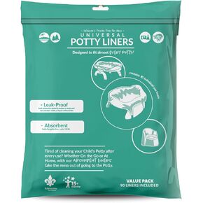 90 Count Kalencom Universal Potty Liners - Disposable Potty Bags for Toddlers - Absorbent and Leakproof - Compatible with Standard Toddler Potties and Travel Potties in Reclosable Packaging in Kuwait