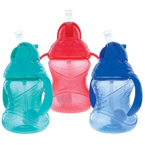Nuby No-Spill Flip N' Sip Clik-It Cup with 360 Straw, 8 Ounce, Colors May Vary, Multicolor