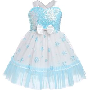 ODASDO Baby Kids Girls Sequin Halter Backless Bowknot Tutu Tulle Dresses for Wedding Bridesmaid Pageant Birthday Party