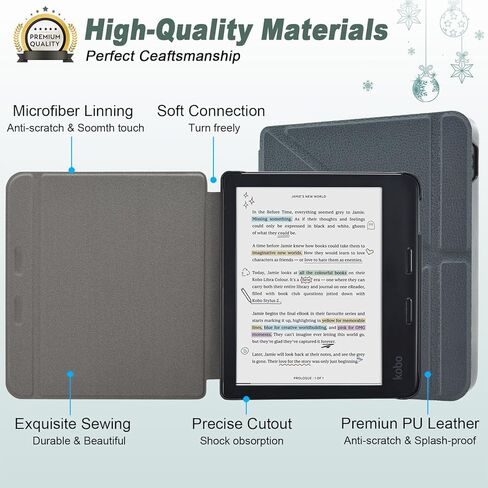 DMLuna Origami 2-Way Stand Case for Kobo Libra Colour (Model:N428, 2024 Release), Slim and Lightweight Premium PU Leather Protective Cover with Auto Sleep Wake Feature - Pink in Kuwait