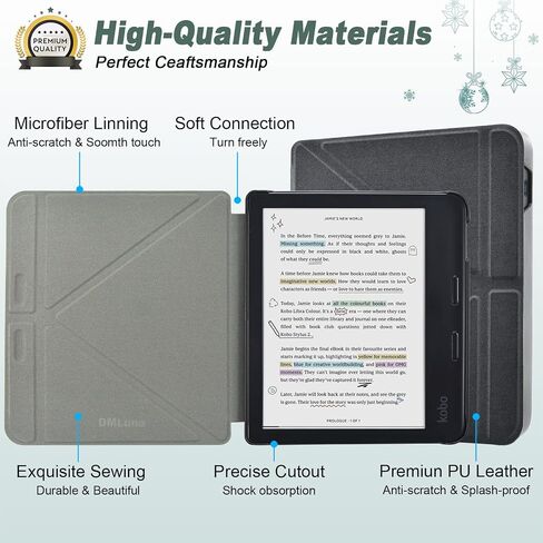 DMLuna Origami 2-Way Stand Case for Kobo Libra Colour (Model:N428, 2024 Release), Slim and Lightweight Premium PU Leather Protective Cover with Auto Sleep Wake Feature - Pink in Saudi Arabia