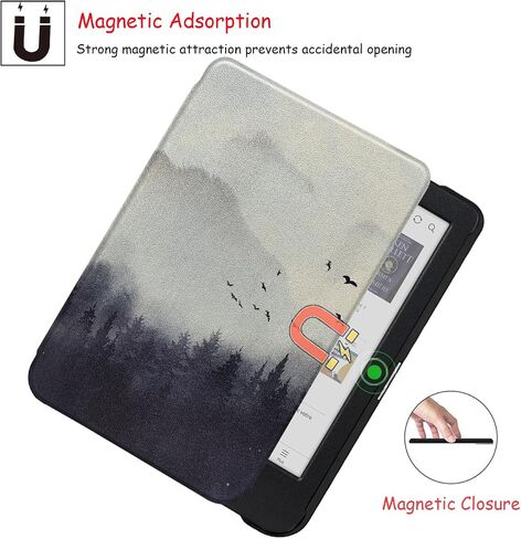 Ultra-Thin Case for Kobo Clara Colour/Clara BW/Clara 2E PU Leather Cover with Auto Wake & Sleep/Magnetic Closure fits 6 inch Kobo Calra (Model N367 / N365 / N506) (Gentleman Black) in Saudi Arabia
