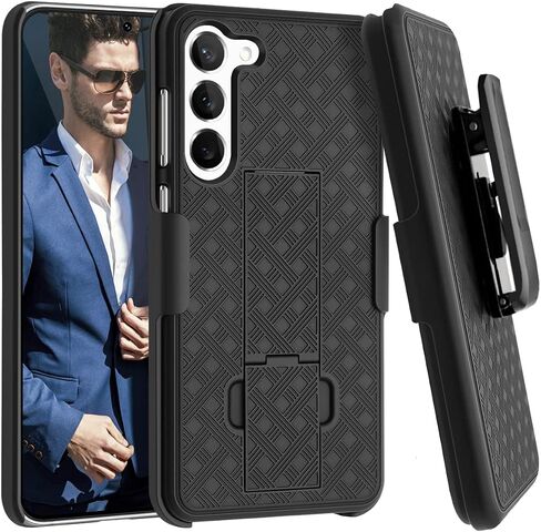 Fingic Compatible with Samsung Galaxy S23 Plus Holster Case Combo Shell Slim Rugged Case with Kickstand Swivel Belt Clip Holster Shockproof Cover for Samsung Galaxy S23 Plus 5G (6.6 inch) 2023, Black in Saudi Arabia