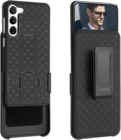 Fingic Compatible with Samsung Galaxy S23 Plus Holster Case Combo Shell Slim Rugged Case with Kickstand Swivel Belt Clip Holster Shockproof Cover for Samsung Galaxy S23 Plus 5G (6.6 inch) 2023, Black in Saudi Arabia